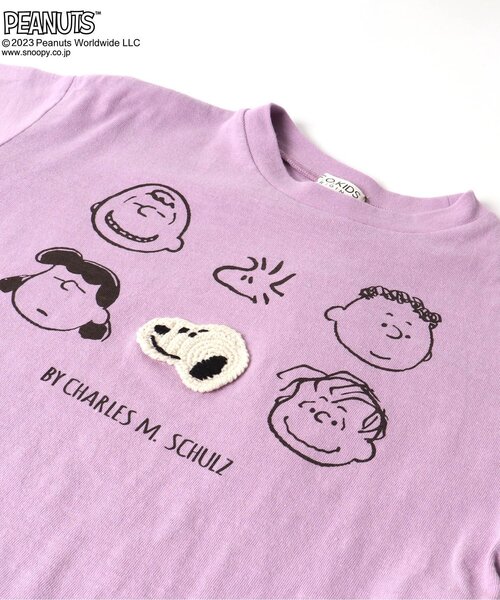 PEANUTS(ピーナッツ)の「PEANUTSコラボ アップリケ刺繍半袖Tシャツ(Tシャツ/カットソー・キッズ・パープル/ベージュ/グリーン/オフホワイト/オレンジ・90/80/120/95/100/140/110/150/130)」の9枚目の写真