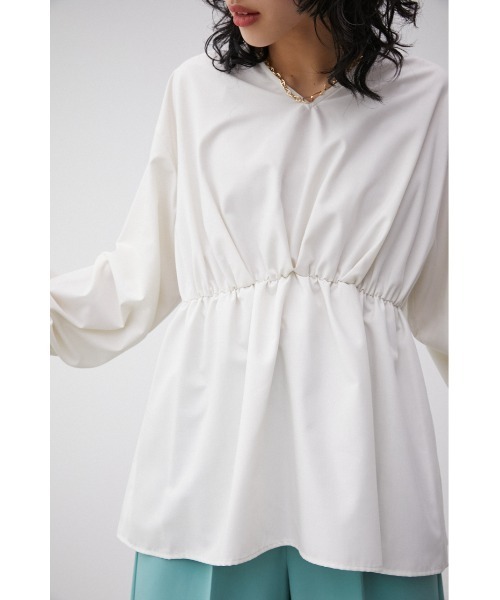 AZUL by moussy(アズールバイマウジー)の「2WAY BALLOON SLEEVE PEPLUM BL/2WAYバルーンスリーブペプラムブラウス(シャツ/ブラウス・レディース・オフホワイト/ブラック/ライトグリーン・SMALL/MEDIUM)」の2枚目の写真