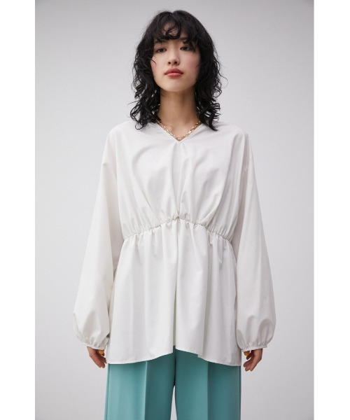 AZUL by moussy(アズールバイマウジー)の「2WAY BALLOON SLEEVE PEPLUM BL/2WAYバルーンスリーブペプラムブラウス(シャツ/ブラウス・レディース・オフホワイト/ブラック/ライトグリーン・SMALL/MEDIUM)」の7枚目の写真