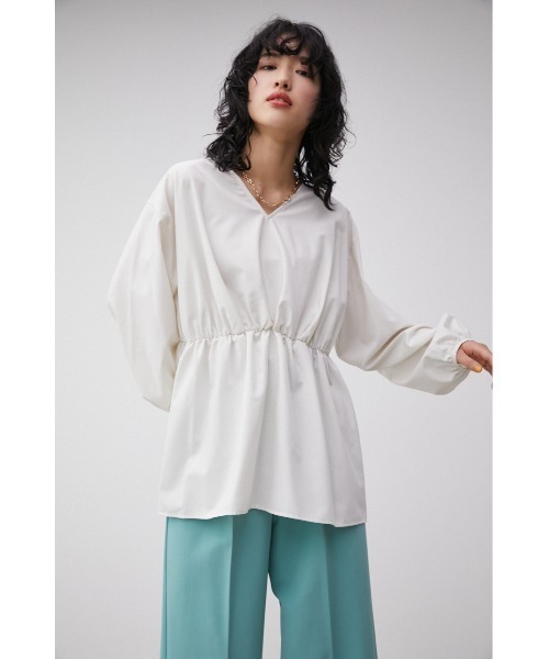 AZUL by moussy(アズールバイマウジー)の「2WAY BALLOON SLEEVE PEPLUM BL/2WAYバルーンスリーブペプラムブラウス(シャツ/ブラウス・レディース・オフホワイト/ブラック/ライトグリーン・SMALL/MEDIUM)」の6枚目の写真