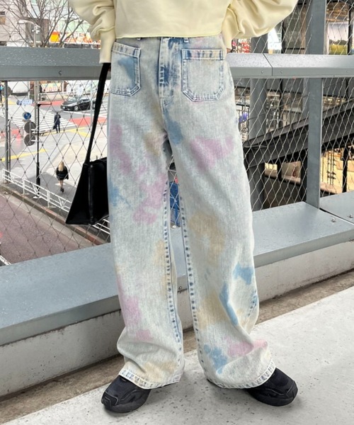スプレーデザインセーラーデニムパンツ（デニムパンツ