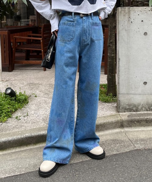 スプレーデザインセーラーデニムパンツ（デニムパンツ）｜CIAOPANIC