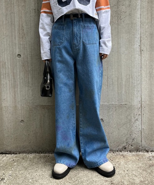 超人気の雑貨店 スプレーデザインセーラーデニムパンツ（デニムパンツ ジャケット・アウター