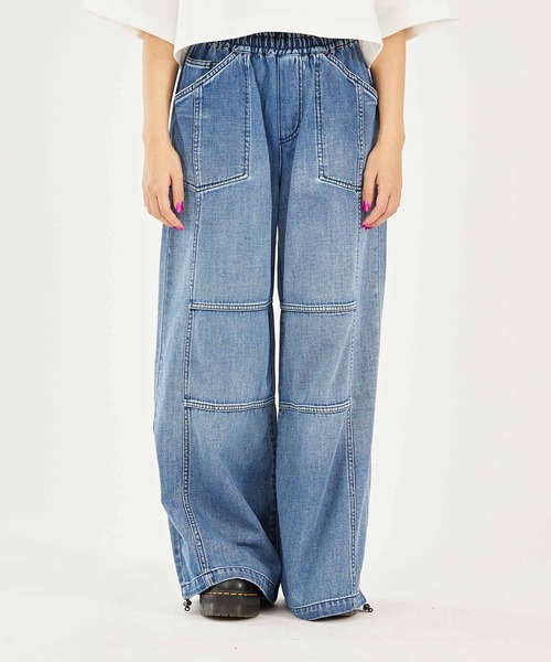 X-girl（エックスガール）の「DENIM EASY PANTS（デニムパンツ・レディース・ブラック/インディゴブルー・M/S）」の21枚目の写真