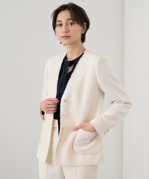 ANAYI（アナイ）の「ライトスラブノーカラージャケット（ノーカラー