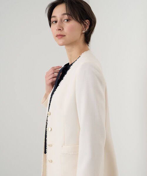 ANAYI（アナイ）の「ライトスラブノーカラージャケット（ノーカラー
