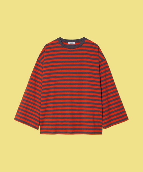 FOREVER 21(フォーエバー トゥエンティーワン)の「【MODE】ボーダービッグTシャツ(Tシャツ/カットソー・レディース・チャコールグレー/レッド/パープル系その他・FREE)」の1枚目の写真