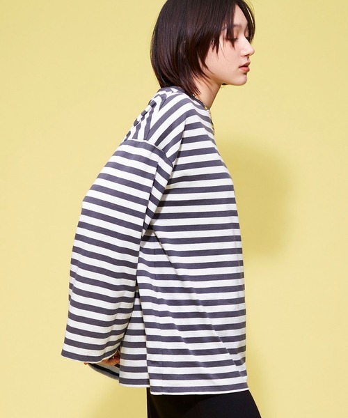 FOREVER 21(フォーエバー トゥエンティーワン)の「【MODE】ボーダービッグTシャツ(Tシャツ/カットソー・レディース・チャコールグレー/レッド/パープル系その他・FREE)」の10枚目の写真