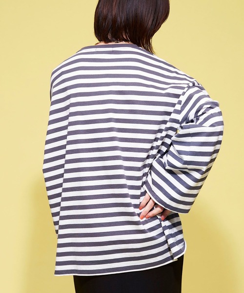 FOREVER 21(フォーエバー トゥエンティーワン)の「【MODE】ボーダービッグTシャツ(Tシャツ/カットソー・レディース・チャコールグレー/レッド/パープル系その他・FREE)」の11枚目の写真