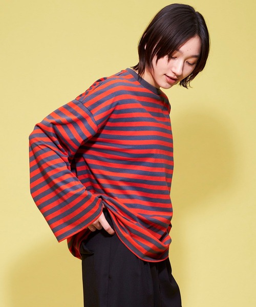 FOREVER 21(フォーエバー トゥエンティーワン)の「【MODE】ボーダービッグTシャツ(Tシャツ/カットソー・レディース・チャコールグレー/レッド/パープル系その他・FREE)」の17枚目の写真