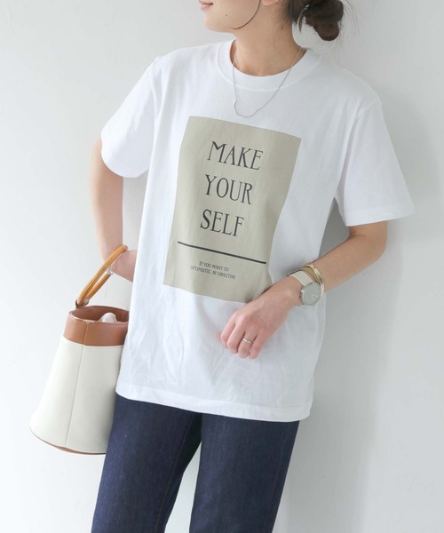 HER CLOSET（ハークローゼット）の「【shemoshelly】WEB限定MAKE YOUR SELF ロゴTシャツ（Tシャツ/カットソー・レディース・ホワイト/ホワイト系その他・S/M/L）」の3枚目の写真