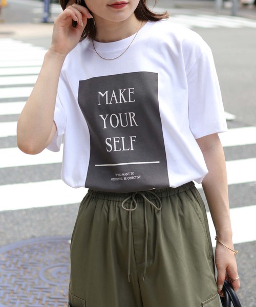 HER CLOSET（ハークローゼット）の「【shemoshelly】WEB限定MAKE YOUR SELF ロゴTシャツ（Tシャツ/カットソー・レディース・ホワイト/ホワイト系その他・S/M/L）」の22枚目の写真