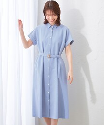 マッキントッシュフィロソフィー　シャツワンピ　水色　ブルー レインシャツワンピース （ロング・マキシ丈ワンピース