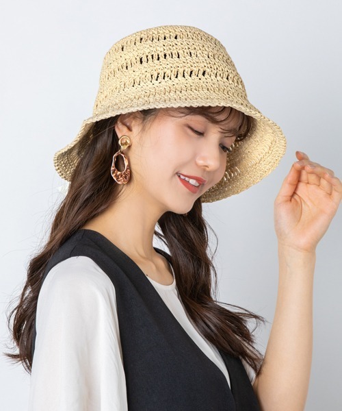 polcadot（ポルカドット）の「WILLOW BUCKET/ペーパーレース編みバケットハット（ハット・レディース・ナチュラル/ブラック/グレー/キャメル・FREE）」の6枚目の写真