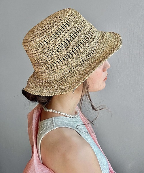 polcadot（ポルカドット）の「WILLOW BUCKET/ペーパーレース編みバケットハット（ハット・レディース・ナチュラル/ブラック/グレー/キャメル・FREE）」の9枚目の写真