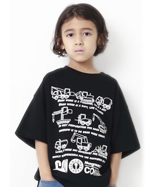 CONVEX(コンベックス)の「ワーキングカー スリットWIDE-T(Tシャツ/カットソー・キッズ・ブラック/オフホワイト/ピンク/グリーン・150cm/120cm/140cm/160cm/130cm)」の3枚目の写真