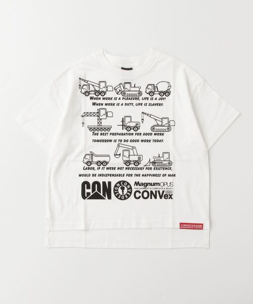 CONVEX(コンベックス)の「ワーキングカー スリットWIDE-T(Tシャツ/カットソー・キッズ・ブラック/オフホワイト/ピンク/グリーン・150cm/120cm/140cm/160cm/130cm)」の6枚目の写真