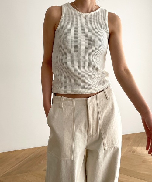 CANAL JEAN（キャナルジーン）の「El mar　サーマルタンクトップ（タンクトップ・レディース・グレー/アイボリー/ブラック・ONE SIZE）」の2枚目の写真