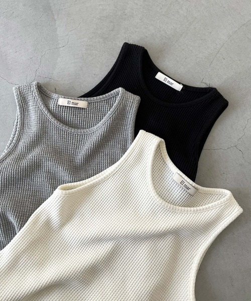 CANAL JEAN（キャナルジーン）の「El mar　サーマルタンクトップ（タンクトップ・レディース・グレー/アイボリー/ブラック・ONE SIZE）」の13枚目の写真