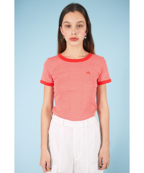 SLY（スライ）の「SLY LOGO COMPACT T/SH スライ ロゴ コンパクト Tシャツ クロップド丈 ブランドロゴ（Tシャツ/カットソー・レディース・ブラック/ブラウン/ピンク/グリーン・FREE）」の9枚目の写真