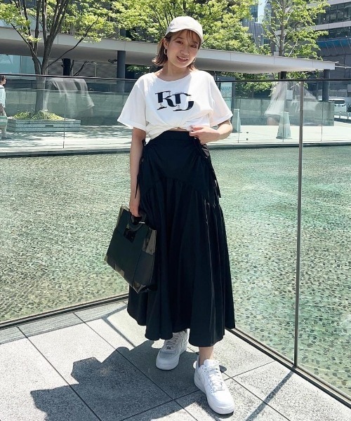 rienda（リエンダ）の「リボンポケットデザインティアードスカート 春