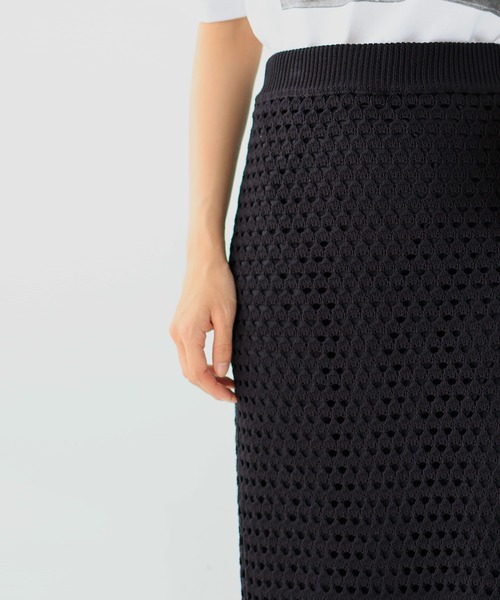 hellam（へラム）の「【高身長向け】クロシェ編み風メッシュニットスカート（スカート・レディース・モカ/イエロー/アイボリー/ブラック・FREE）」の10枚目の写真