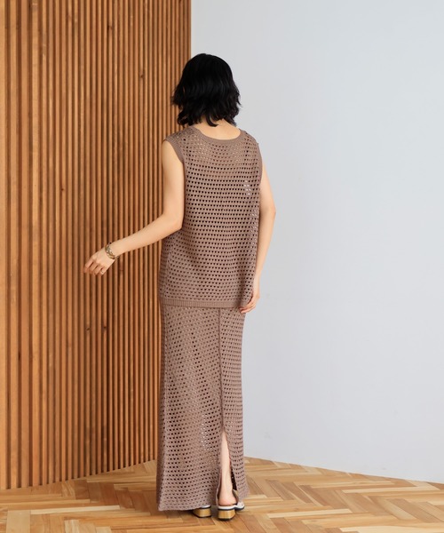 hellam（へラム）の「【高身長向け】クロシェ編み風メッシュニットスカート（スカート・レディース・モカ/イエロー/アイボリー/ブラック・FREE）」の14枚目の写真