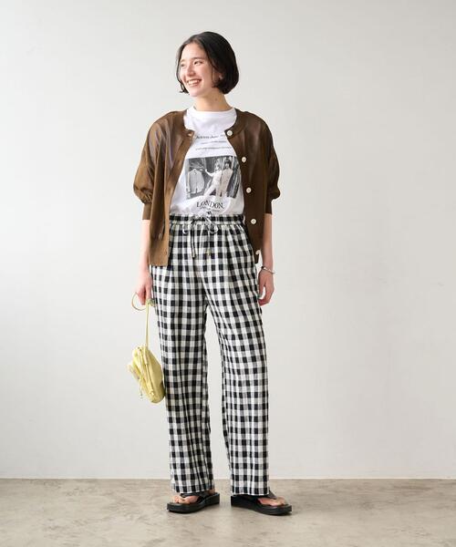 green label relaxing（グリーンレーベルリラクシング）の「［size SHORT/TALLあり］BREEZE LINEN ブリーズリネン ワイド パンツ（その他パンツ・レディース・ブラック/その他1/ロイヤルブルー/ライラック/その他2/ベージュ・SHORT/34/36/38/40/42/44/TALL）」の7枚目の写真