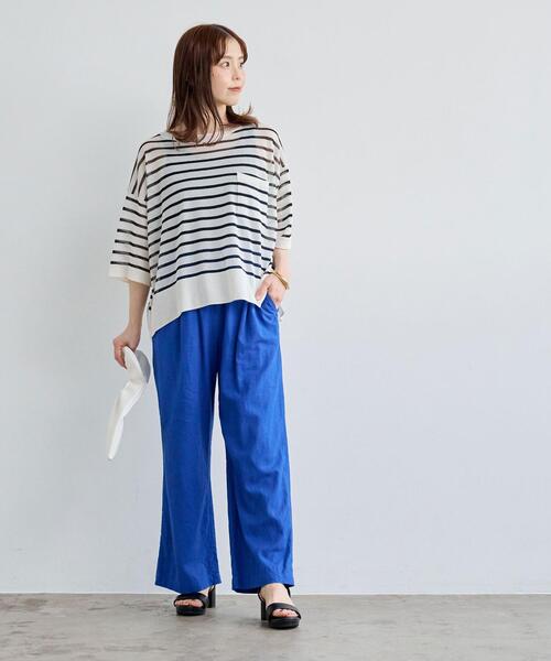 green label relaxing（グリーンレーベルリラクシング）の「［size SHORT/TALLあり］BREEZE LINEN ブリーズリネン ワイド パンツ（その他パンツ・レディース・ブラック/その他1/ロイヤルブルー/ライラック/その他2/ベージュ・SHORT/34/36/38/40/42/44/TALL）」の17枚目の写真