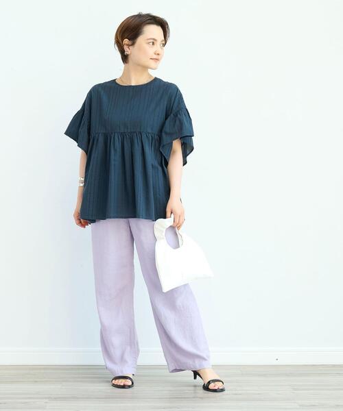 green label relaxing（グリーンレーベルリラクシング）の「［size SHORT/TALLあり］BREEZE LINEN ブリーズリネン ワイド パンツ（その他パンツ・レディース・ブラック/その他1/ロイヤルブルー/ライラック/その他2/ベージュ・SHORT/34/36/38/40/42/44/TALL）」の13枚目の写真