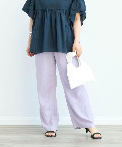 green label relaxing（グリーンレーベルリラクシング）の「［size SHORT/TALLあり］BREEZE LINEN ブリーズリネン ワイド パンツ（その他パンツ・レディース・ブラック/その他1/ロイヤルブルー/ライラック/その他2/ベージュ・SHORT/34/36/38/40/42/44/TALL）」の8枚目の写真