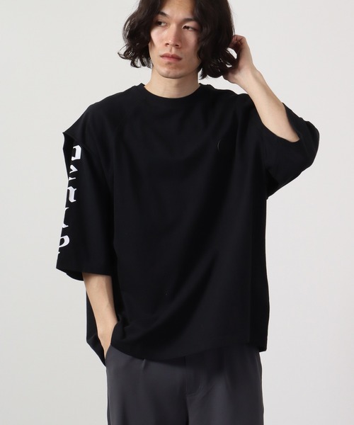 RE730（アールイーセブンサーティー）の「RE730 フェイクレイヤード半袖Tシャツ（Tシャツ/カットソー・メンズ・ブラック/ホワイト/ブラック系その他・XL/M/L）」の3枚目の写真