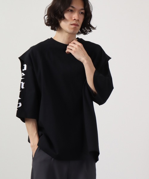 RE730（アールイーセブンサーティー）の「RE730 フェイクレイヤード半袖Tシャツ（Tシャツ/カットソー・メンズ・ブラック/ホワイト/ブラック系その他・XL/M/L）」の17枚目の写真