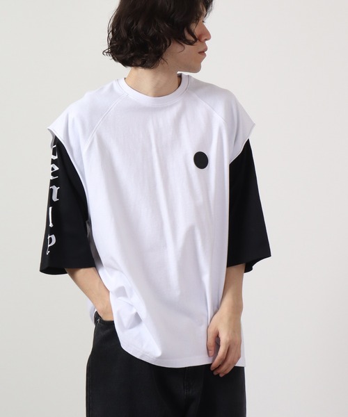 RE730（アールイーセブンサーティー）の「RE730 フェイクレイヤード半袖Tシャツ（Tシャツ/カットソー・メンズ・ブラック/ホワイト/ブラック系その他・XL/M/L）」の7枚目の写真