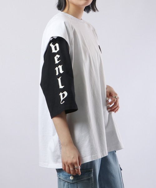 RE730（アールイーセブンサーティー）の「RE730 フェイクレイヤード半袖Tシャツ（Tシャツ/カットソー・メンズ・ブラック/ホワイト/ブラック系その他・XL/M/L）」の12枚目の写真
