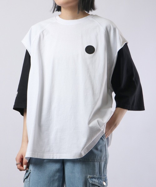 RE730（アールイーセブンサーティー）の「RE730 フェイクレイヤード半袖Tシャツ（Tシャツ/カットソー・メンズ・ブラック/ホワイト/ブラック系その他・XL/M/L）」の10枚目の写真