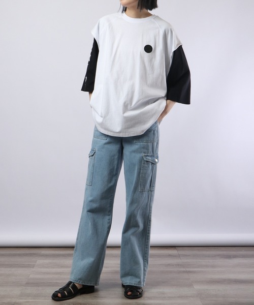 RE730（アールイーセブンサーティー）の「RE730 フェイクレイヤード半袖Tシャツ（Tシャツ/カットソー・メンズ・ブラック/ホワイト/ブラック系その他・XL/M/L）」の14枚目の写真