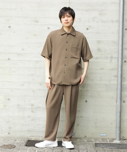 URBAN COLLECTION(アーバンコレクション)の「ドレープツイルルーズ半袖シャツ(シャツ/ブラウス・メンズ・チャコール/ブラック/カーキ・M/L/XL)」の19枚目の写真