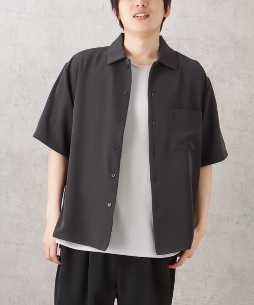 URBAN COLLECTION(アーバンコレクション)の「ドレープツイルルーズ半袖シャツ(シャツ/ブラウス・メンズ・チャコール/ブラック/カーキ・M/L/XL)」の21枚目の写真