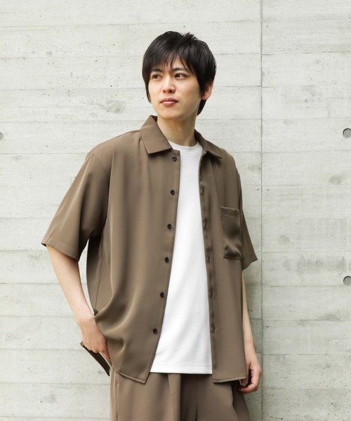 URBAN COLLECTION(アーバンコレクション)の「ドレープツイルルーズ半袖シャツ(シャツ/ブラウス・メンズ・チャコール/ブラック/カーキ・M/L/XL)」の12枚目の写真