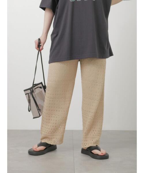 ehka sopo(エヘカソポ)の「裾スカラップニットパンツ(その他パンツ・レディース・オフホワイト/ブラック/ベージュ・フリ-)」の22枚目の写真