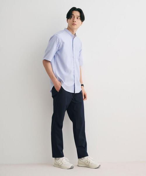 green label relaxing(グリーンレーベルリラクシング)の「オックスフォード ストライプ バンドカラー シャツ -防シワ-(シャツ/ブラウス・メンズ・グレー/ホワイト/ライトブルー・S/M/L/XL)」の21枚目の写真