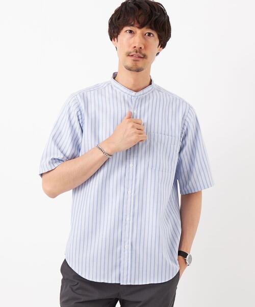 green label relaxing(グリーンレーベルリラクシング)の「オックスフォード ストライプ バンドカラー シャツ -防シワ-(シャツ/ブラウス・メンズ・グレー/ホワイト/ライトブルー・S/M/L/XL)」の18枚目の写真