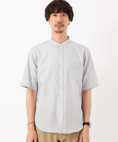 green label relaxing(グリーンレーベルリラクシング)の「オックスフォード ストライプ バンドカラー シャツ -防シワ-(シャツ/ブラウス・メンズ・グレー/ホワイト/ライトブルー・S/M/L/XL)」の15枚目の写真