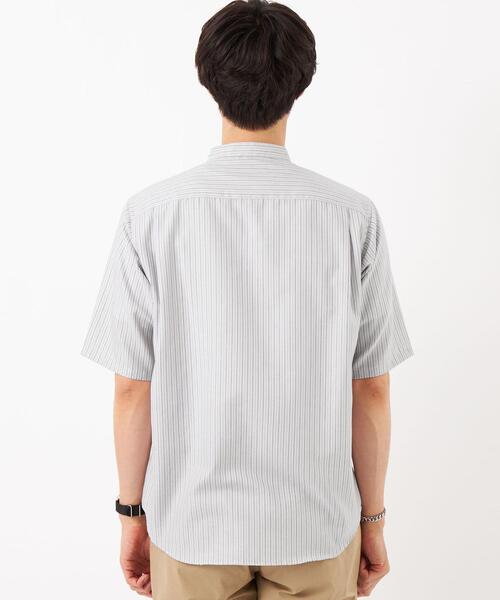 green label relaxing(グリーンレーベルリラクシング)の「オックスフォード ストライプ バンドカラー シャツ -防シワ-(シャツ/ブラウス・メンズ・グレー/ホワイト/ライトブルー・S/M/L/XL)」の9枚目の写真