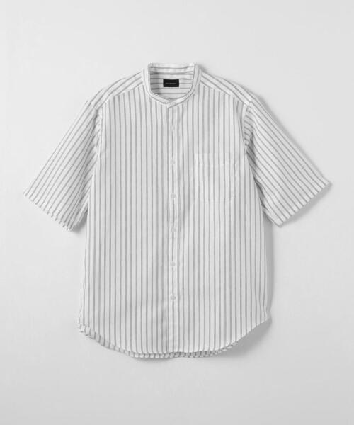 green label relaxing(グリーンレーベルリラクシング)の「オックスフォード ストライプ バンドカラー シャツ -防シワ-(シャツ/ブラウス・メンズ・グレー/ホワイト/ライトブルー・S/M/L/XL)」の10枚目の写真