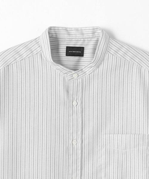green label relaxing(グリーンレーベルリラクシング)の「オックスフォード ストライプ バンドカラー シャツ -防シワ-(シャツ/ブラウス・メンズ・グレー/ホワイト/ライトブルー・S/M/L/XL)」の8枚目の写真