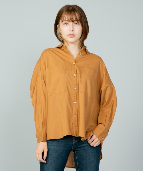 LB/S (エルビーエス)の「ボイル無地オーバーシャツ ビッグシルエット(シャツ/ブラウス・レディース・オフホワイト/ネイビー/ライトブラウン・FREE)」の9枚目の写真