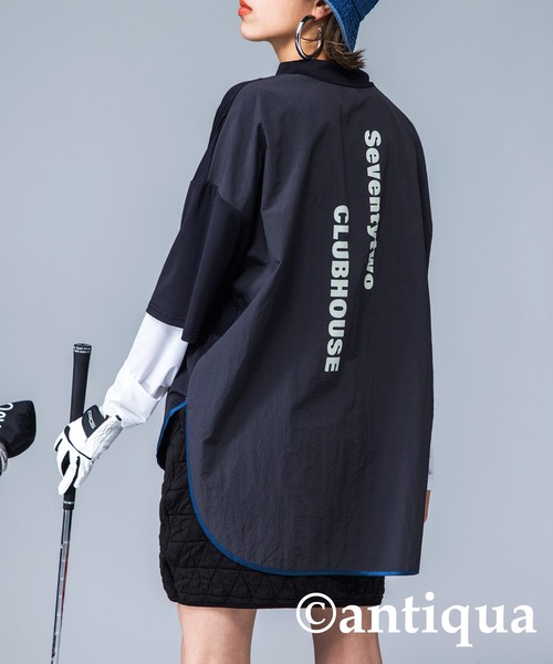 STCH】UVカットパイピングモックネックトップス（Tシャツ