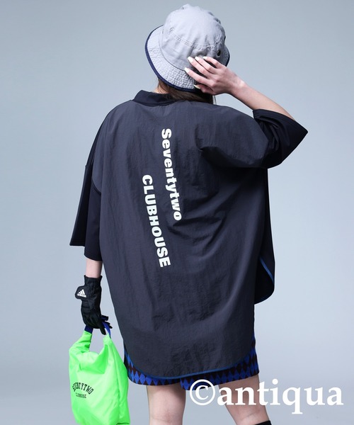 STCH】UVカットパイピングモックネックトップス（Tシャツ